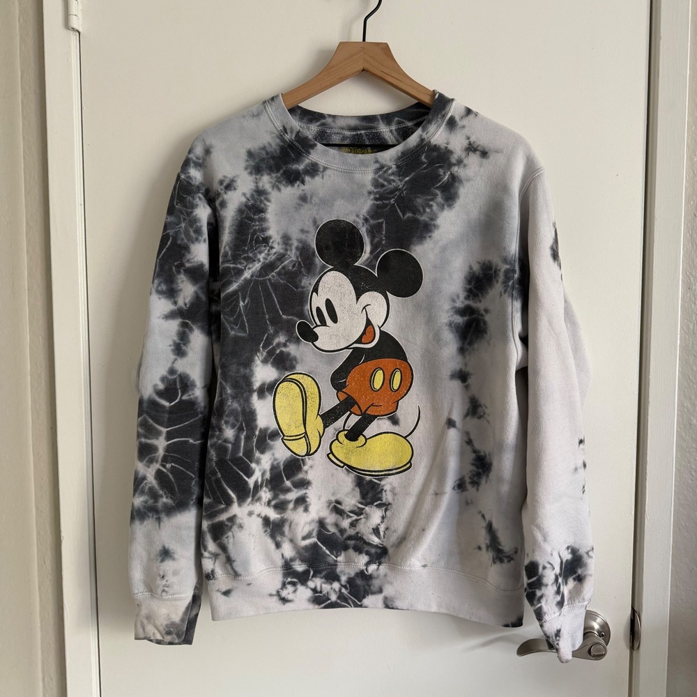 Disney Mickey Mouse Tie Dy Crewneck Sweatshirt Cozy Retro‎ Streetwear